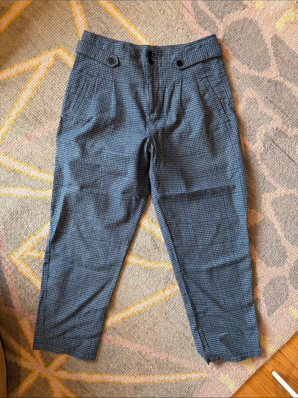Sundance Blue & Black Glen Plaid Pleated Dress Pants